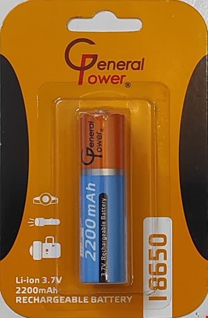 باتری نوک دار 18650 جنرال پاور 3.7v 2200ma