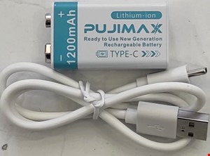 باتری کتابی 9 ولت قابل شارژ 1200mAh برند Pujimax با ورودی Type-C