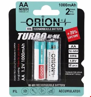 باتری قلمی شارژی اوریون 1000 میلی آمپر AA orion 1000ma