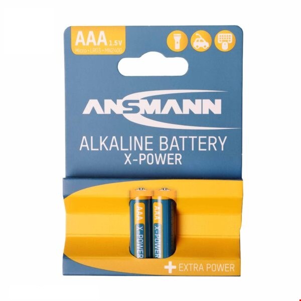 باتری نیم قلمی آلکاالاین آنسمن ANSMANN X-POWER AAA بسته 2 عددی