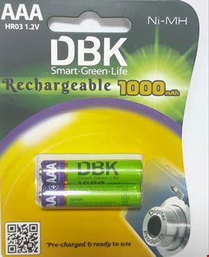 باتری نیم قلمی 1.2 ولت شارژی DBK AAA 1000mA