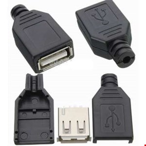 سوکت مادگی USB A  سیم خور با کاور