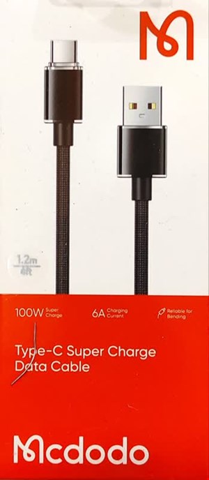 کابل تایپ سی فست شارژ 100 وات مک دودو CA-365 طول 1.2 متر