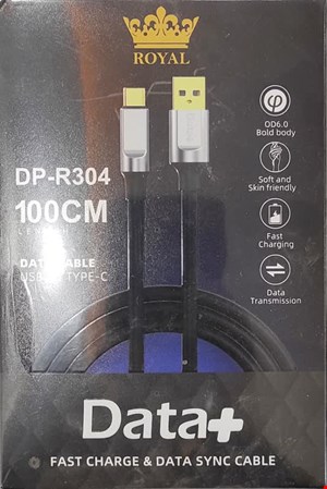 کابل تایپ سی فست شارژ 2.4 آمپر دیتا پلاس Royal DP-R304 طول 1 متر